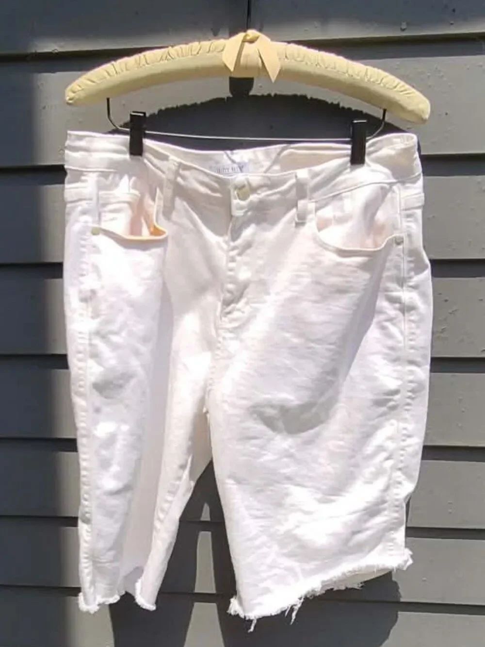 Judy Blue White Jean Shorts Frayed Hems size 2x